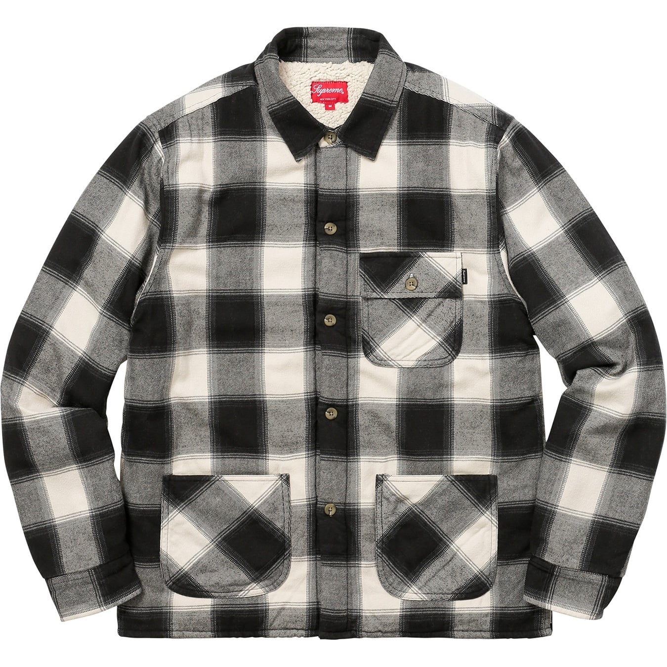 Buffalo Plaid Sherpa Lined Chore Shirt view 4